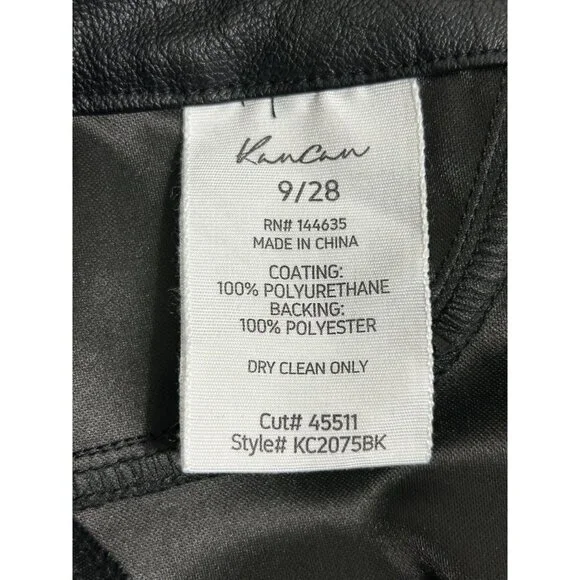 KanCan High Rise Faux Leather Skinny Straight Leg Jeans in Black - Sz 9/28 - NWT
